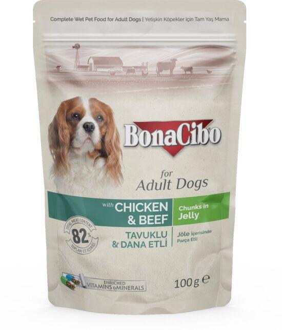 BONACIBO Sosić za odrasle pse sa piletinom i govedinom 82% 100g