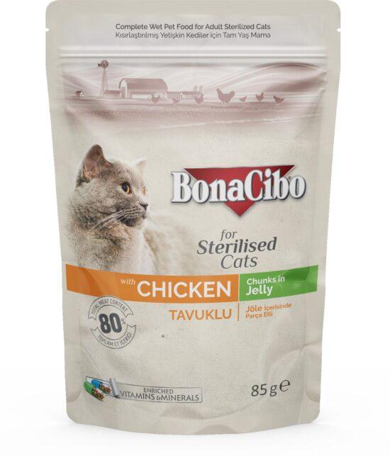 BONACIBO Sosić za sterilisane mačke sa piletinom u želeu 85g