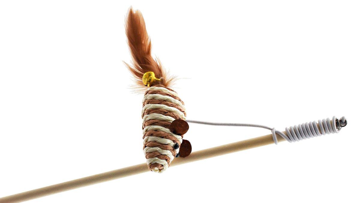 GIZMO Igračka za mačke Pecaljka Miš sa perjem i zvoncem 30cm