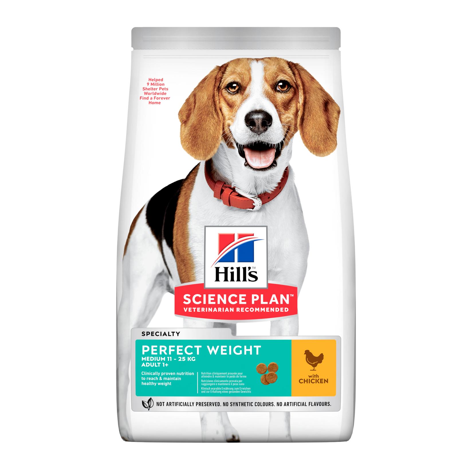 HILL'S SCIENCE PLAN Perfect Komletna suva hrana za odrasle i gojazne pse srednjih rasa, Sa Piletinom, 12 kg