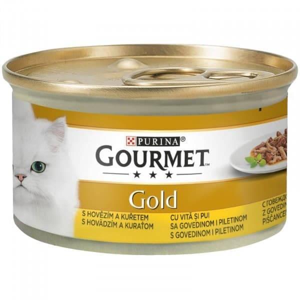 PURINA Gourmet Gold Vlažna hrana za mačke govedina i piletina 85 g