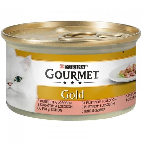 PURINA Gourmet Gold Vlažna hrana za mačke komadići u sosu losos i piletina 85g