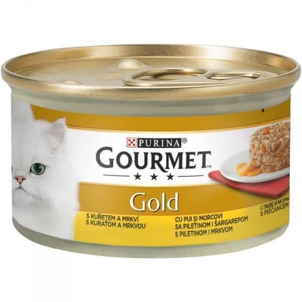 PURINA Gourmet Gold Vlažna hrana za mačke komadići u sosu piletina i šargarepa 85 g