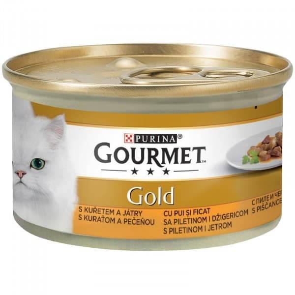 PURINA Gourmet Gold Vlažna hrana za mačke piletina i džigerica 85g