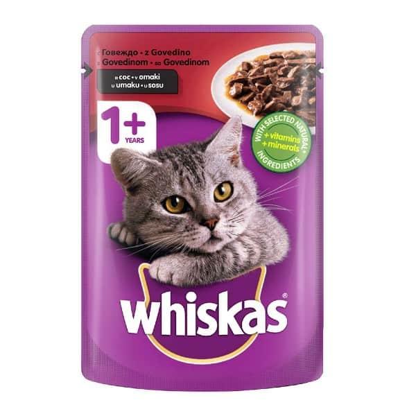 Whiskas Vlažna hrana za mačke, Ukus govedine, 100g
