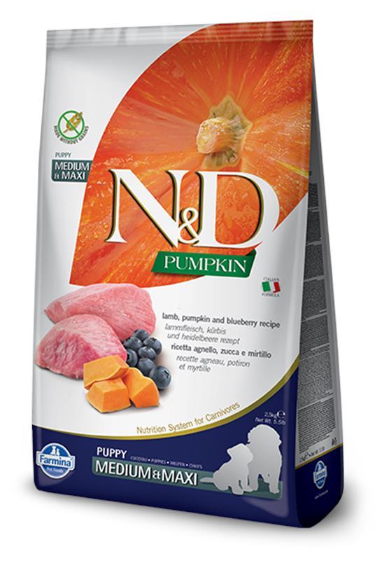 N&D Natural & Delicious Hrana za štence Jagnjetina, borovnica i bundeva Medium&Maxi 12kg