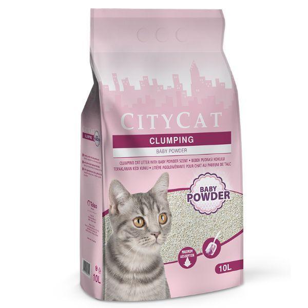 CITY CAT Grudvajući posip za mačke sa mirisom bebi pudera 10l