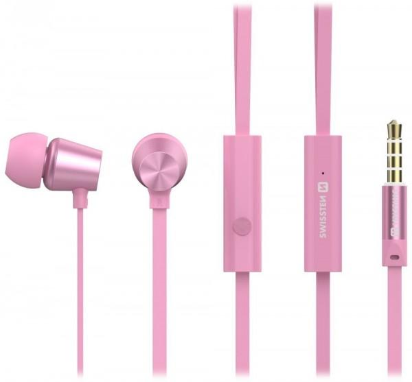 SWISSTEN Slušalice sa mikrofonom EARBUDS DYNAMIC YS500 roze