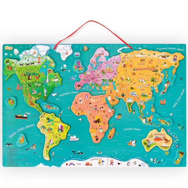 PINO Magnetna mapa sveta šarena