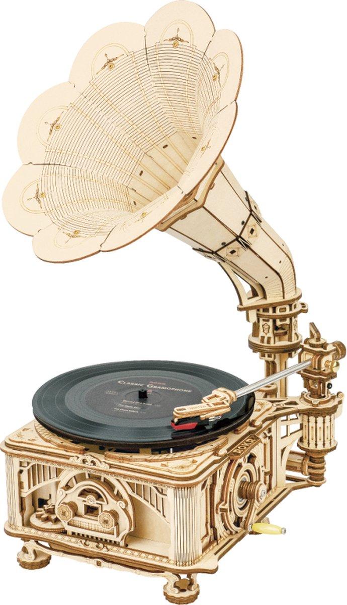 ROBOTIME 3D puzle Classical Gramophone (Electric rotate mode & Hand rotate mode) braon