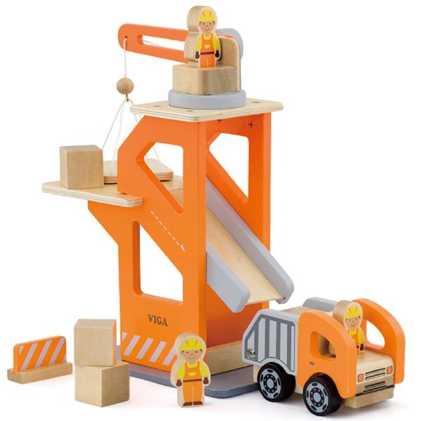 VIGA Set gradilište sa kranom, kamionom, saobraćajnim znakom i 3 figurice radnika