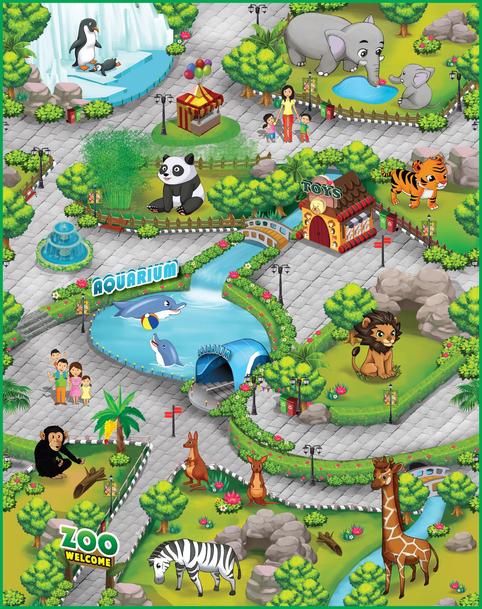 ROLLMATZ Podloga za igranje Gradski Zoološki vrt 100 x 120cm