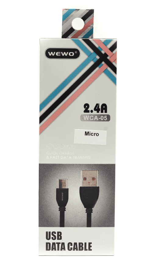 WEWO USB data kabl QC WEWO WCA-05 micro USB (2.4A) 1m crni