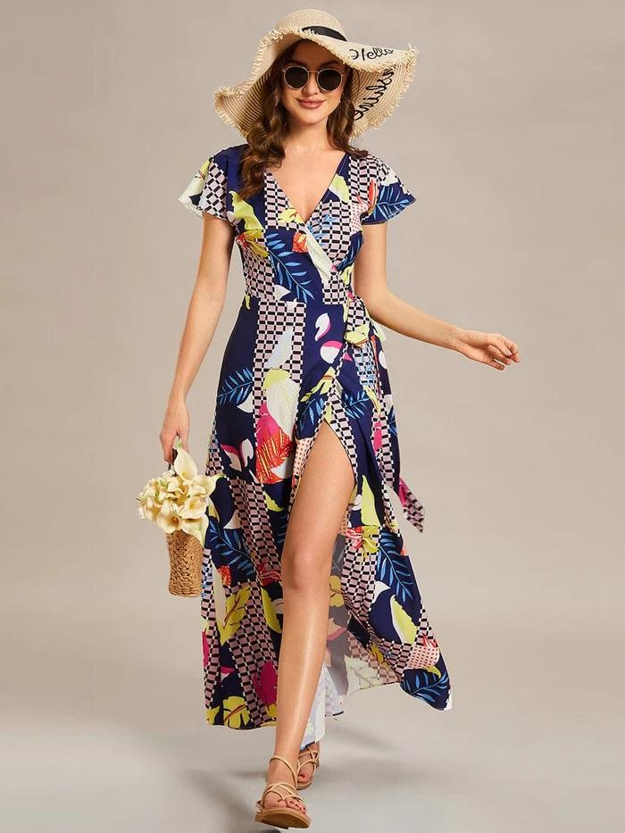 RIO Jednodelna letnja ženska haljina sa geometrijskim printom šarena