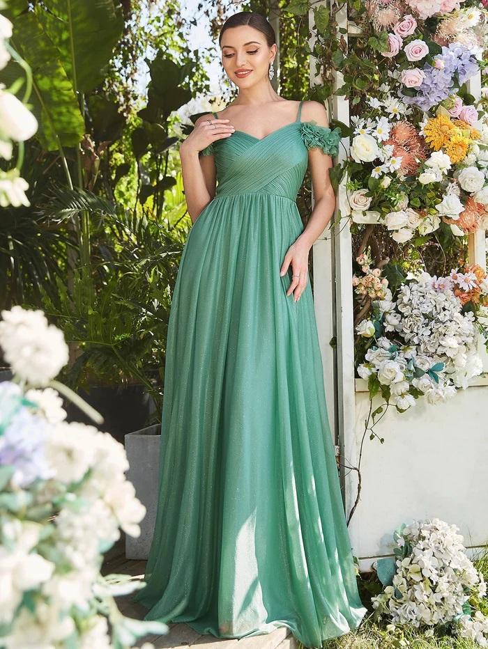 Selected image for EP Ženska svečana haljina sa spuštenim rukavima zelena