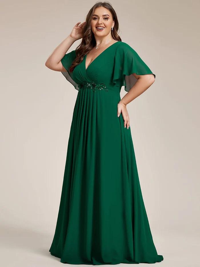 EP Ženska svečana plus size haljina kratkih rukava EE01960DG18 zelena