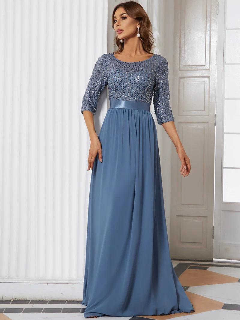 Selected image for EP Ženska elegantna haljina sa 3/4 rukavima EP00683DN16 svetloplava