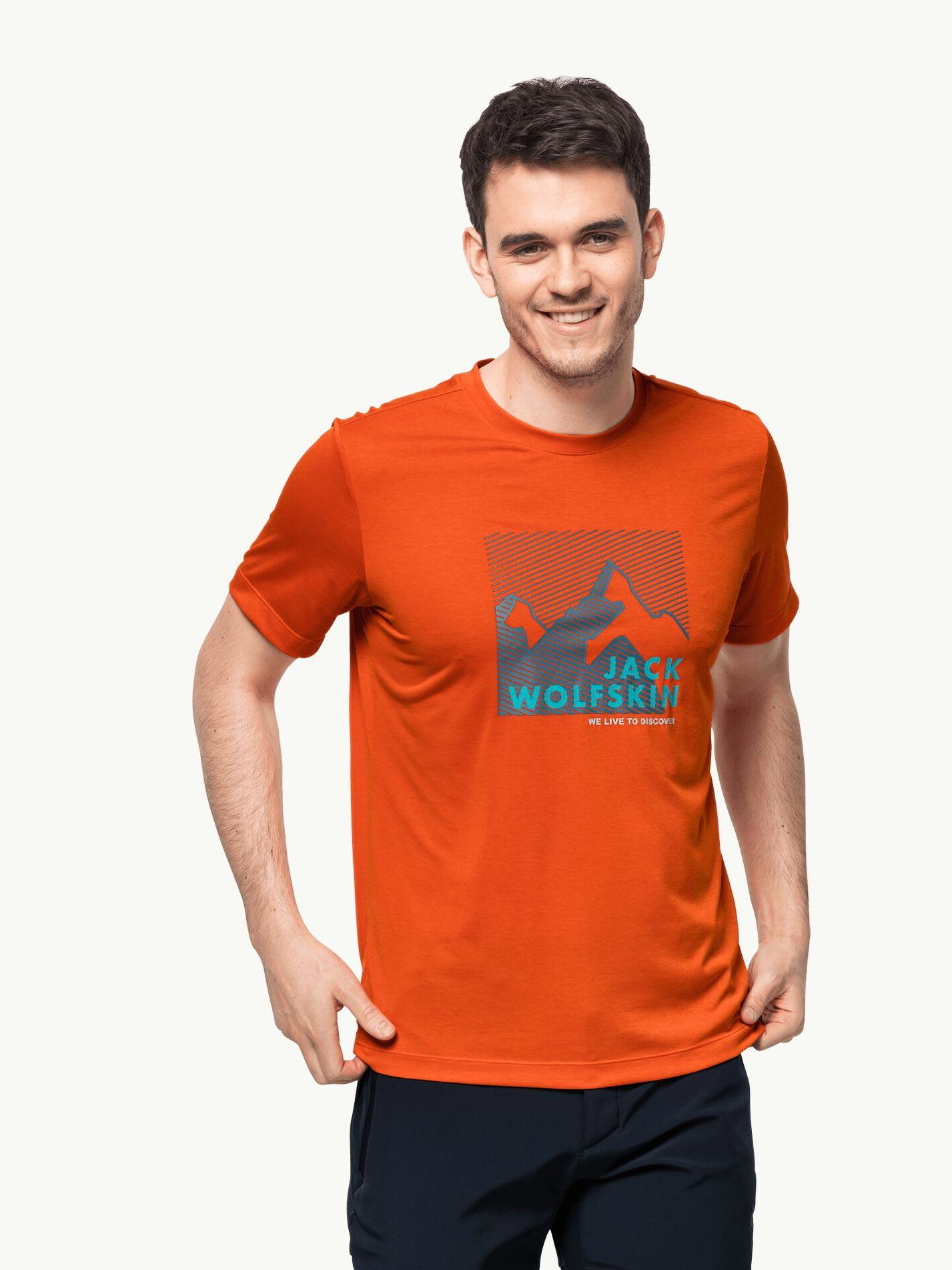 Selected image for JACK WOLFSKIN Muška majica HIKING S/S GRAPHIC T M T-shirt narandžasta