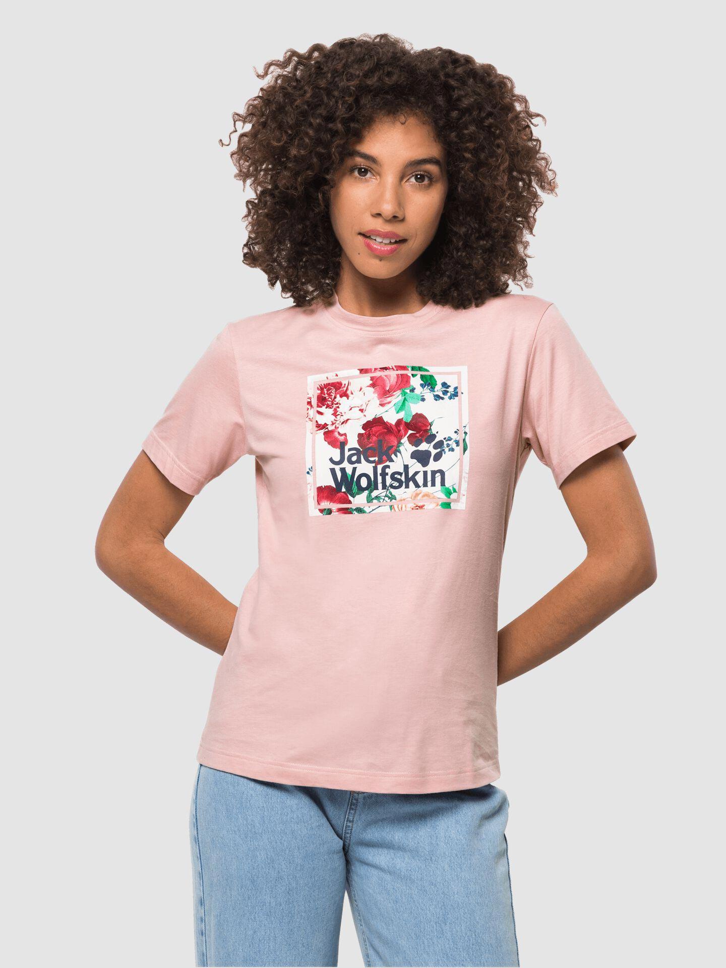 JACK WOLFSKIN Ženska majica FLOWER LOGO T W roze