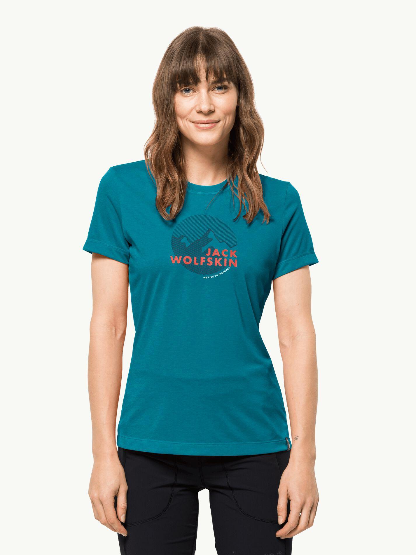JACK WOLFSKIN Ženska majica HIKING S/S GRAPHIC T W T-shirt tirkizna