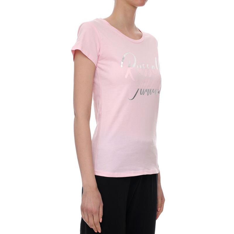 Slike RUSSELL ATHLETIC Ženska majica Sl Satin Logo-s/s Crewneck Tee roze