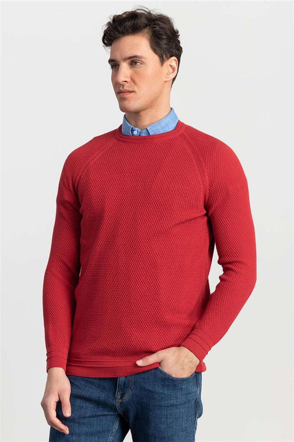 TUDORS Muški džemper Slim Fit crveni
