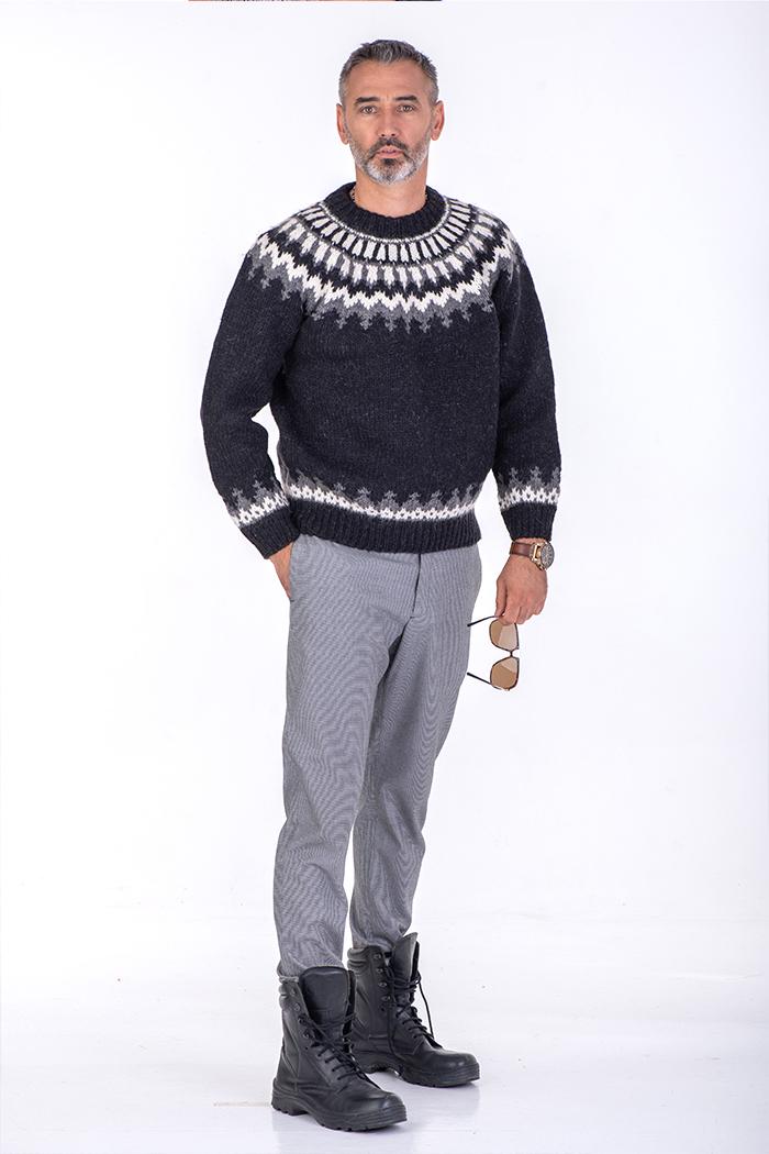 WOOL ART Muški džemper 12MS01 tamnosivi