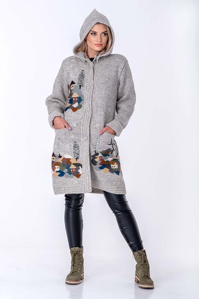 Selected image for WOOL ART Ženska jakna srednje dužine sa kapuljačom 19WJ05 siva