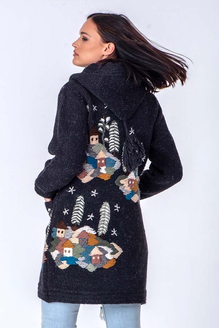 Selected image for WOOL ART Ženska jakna srednje dužine sa kapuljačom 19WJ07 crna