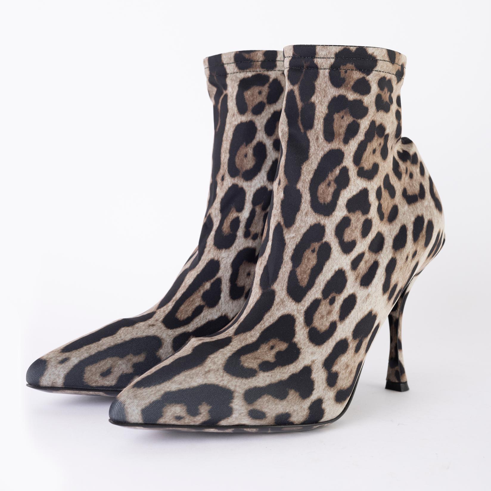 DOLCE & GABBANA Ženske čizme na navlačenje leopard print