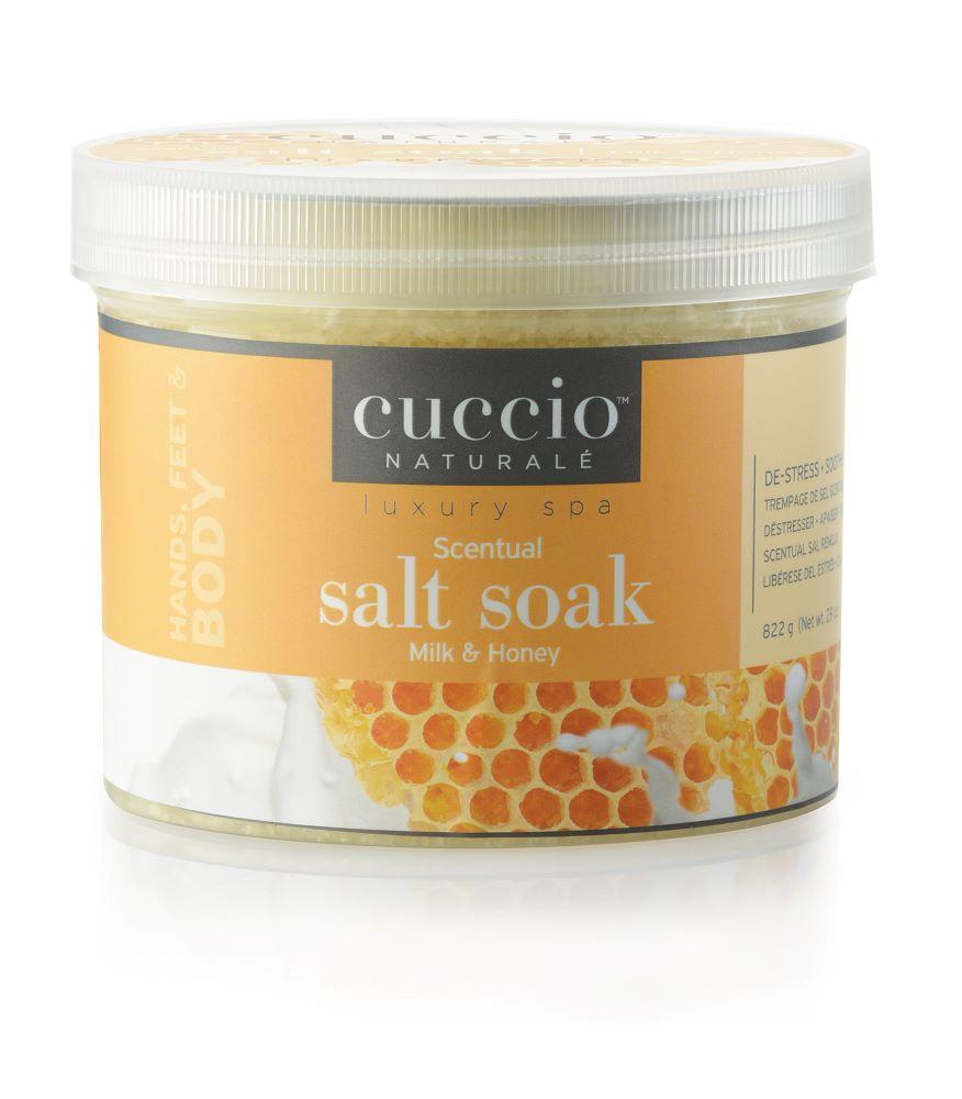CUCCIO So za pripremu kupke za pedikir Med i Mleko Scentual Salt Soak 822 g