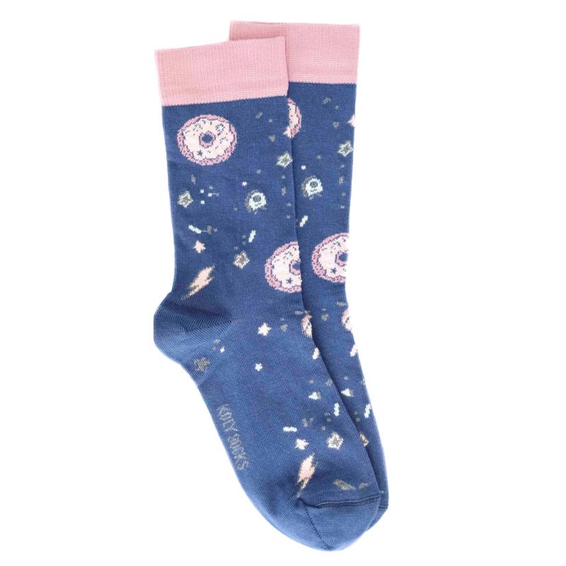 KOLY SOCKS Čarape za devojčice Krofne u svemiru teget
