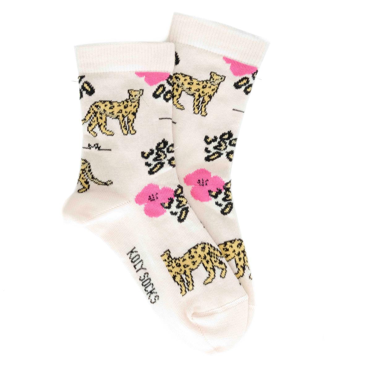 Slike KOLY SOCKS Čarape za devojčice Pozlaćeni Leopard roze