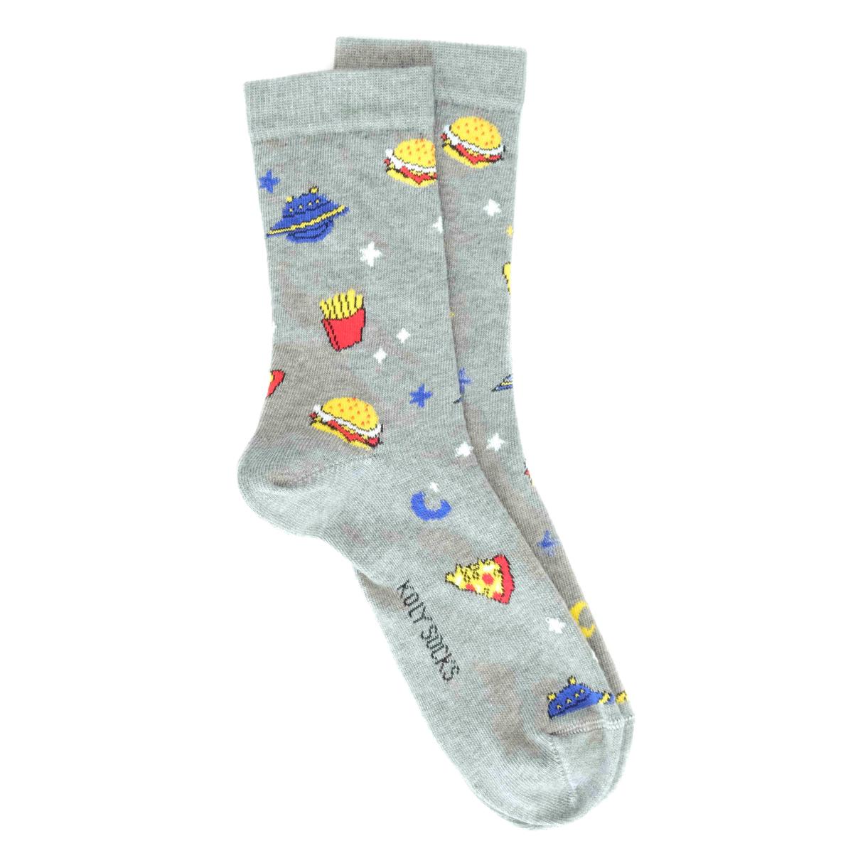 KOLY SOCKS Dečije čarape Fast food svetlosive