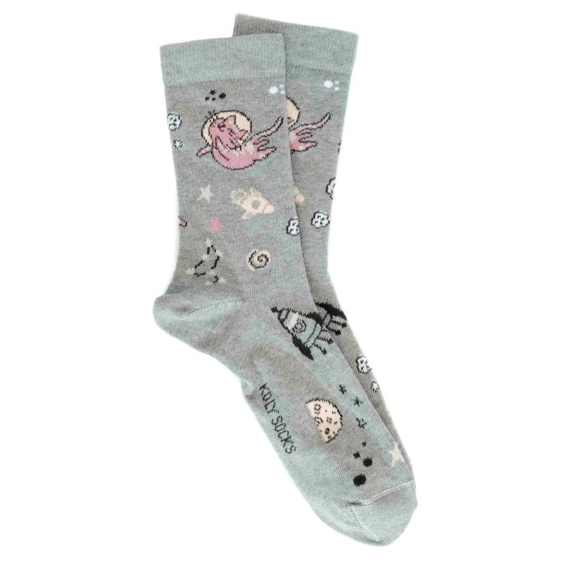 KOLY SOCKS Ženske čarape Astro mačka sive