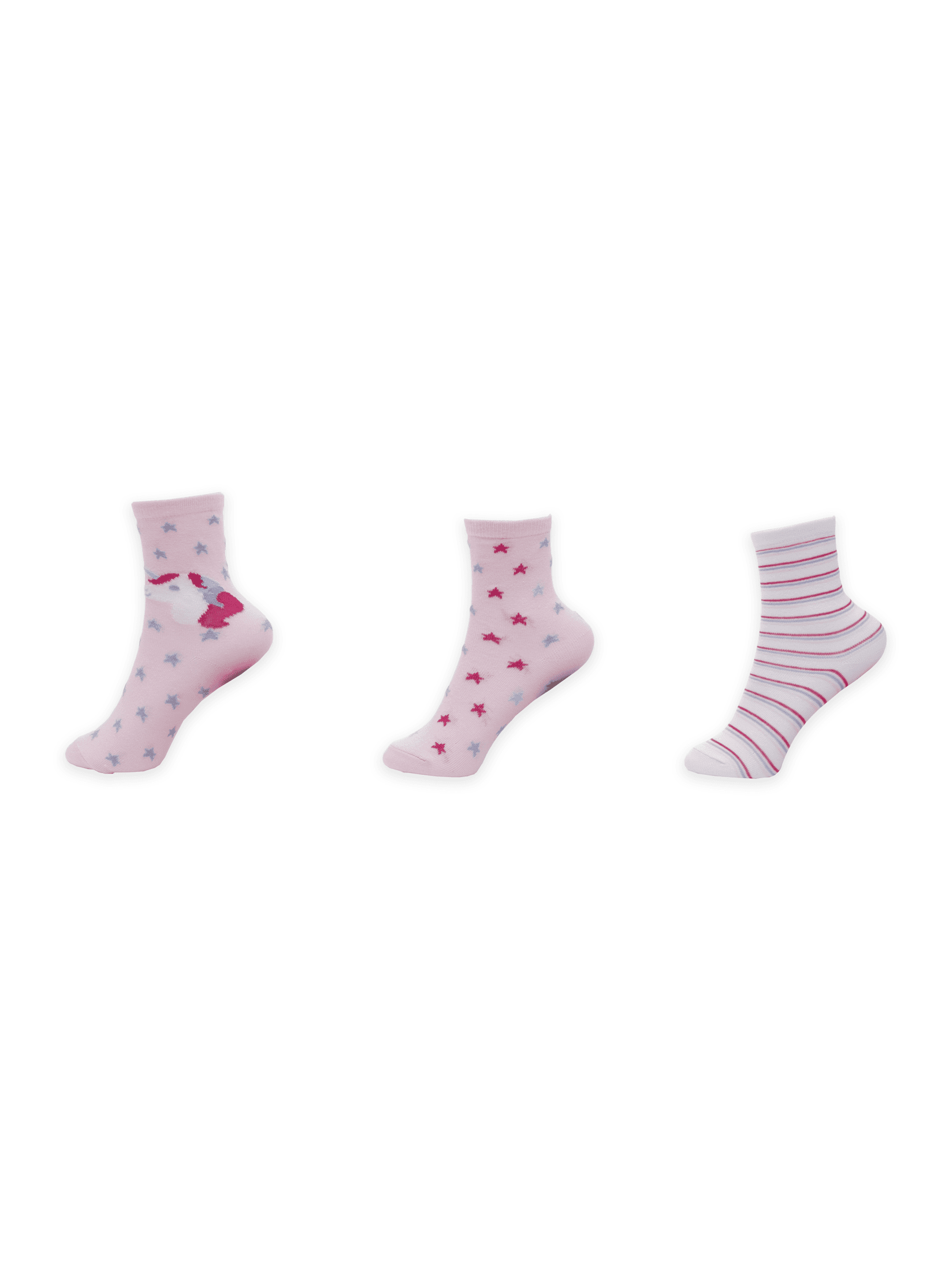SF Ženske klasične čarape Kids3/1 Pink-White-Unicorn roze