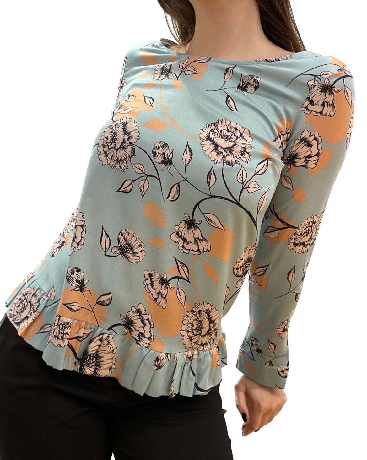 CARACTĒRE Ženska bluza sa cvetnim dezenom svetloplava