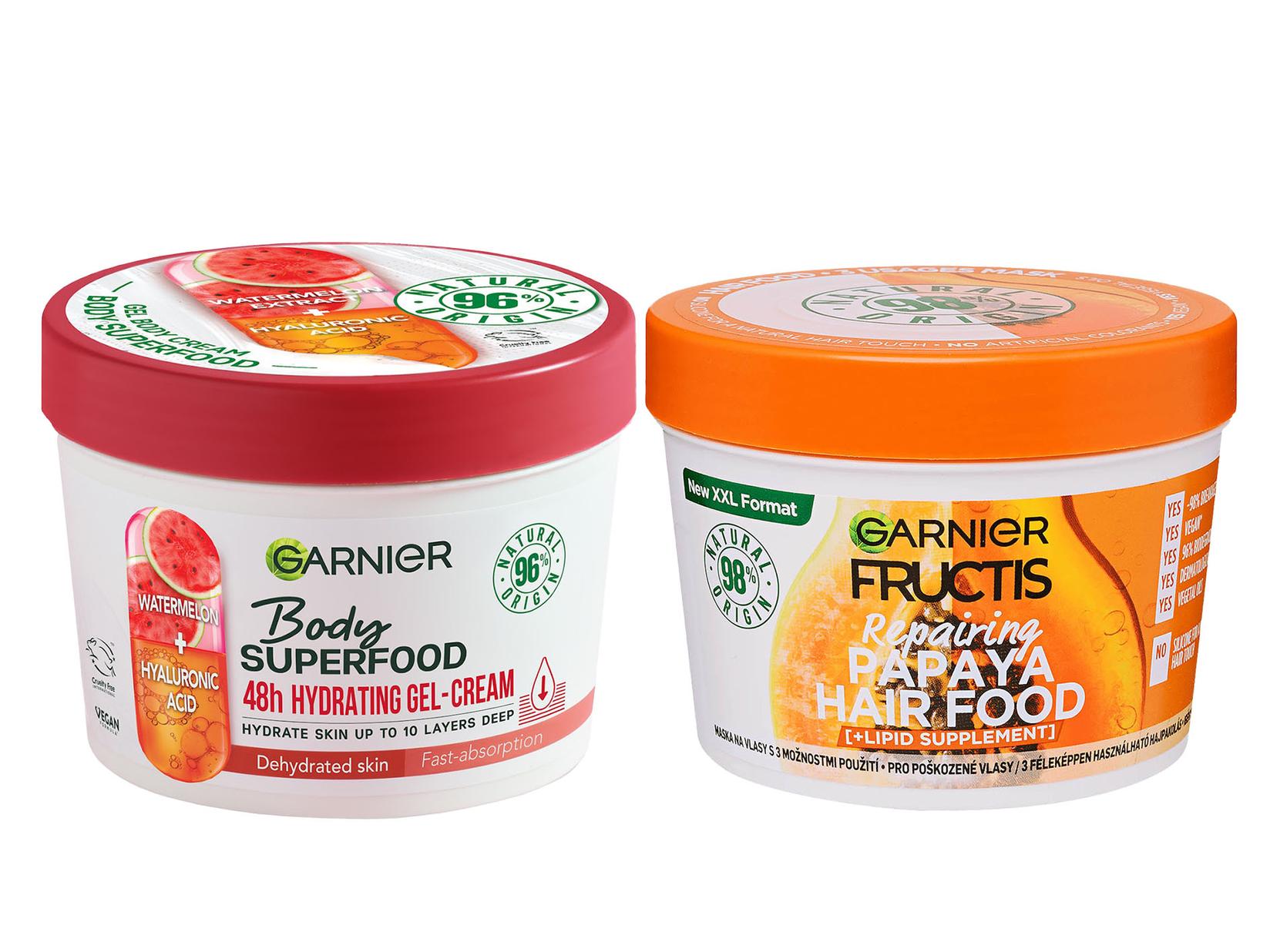 GARNIER Body Superfood Krema za telo Watermelon 380ml + GARNIER Fructis Hair Food Maska za kosu Papaya 390ml