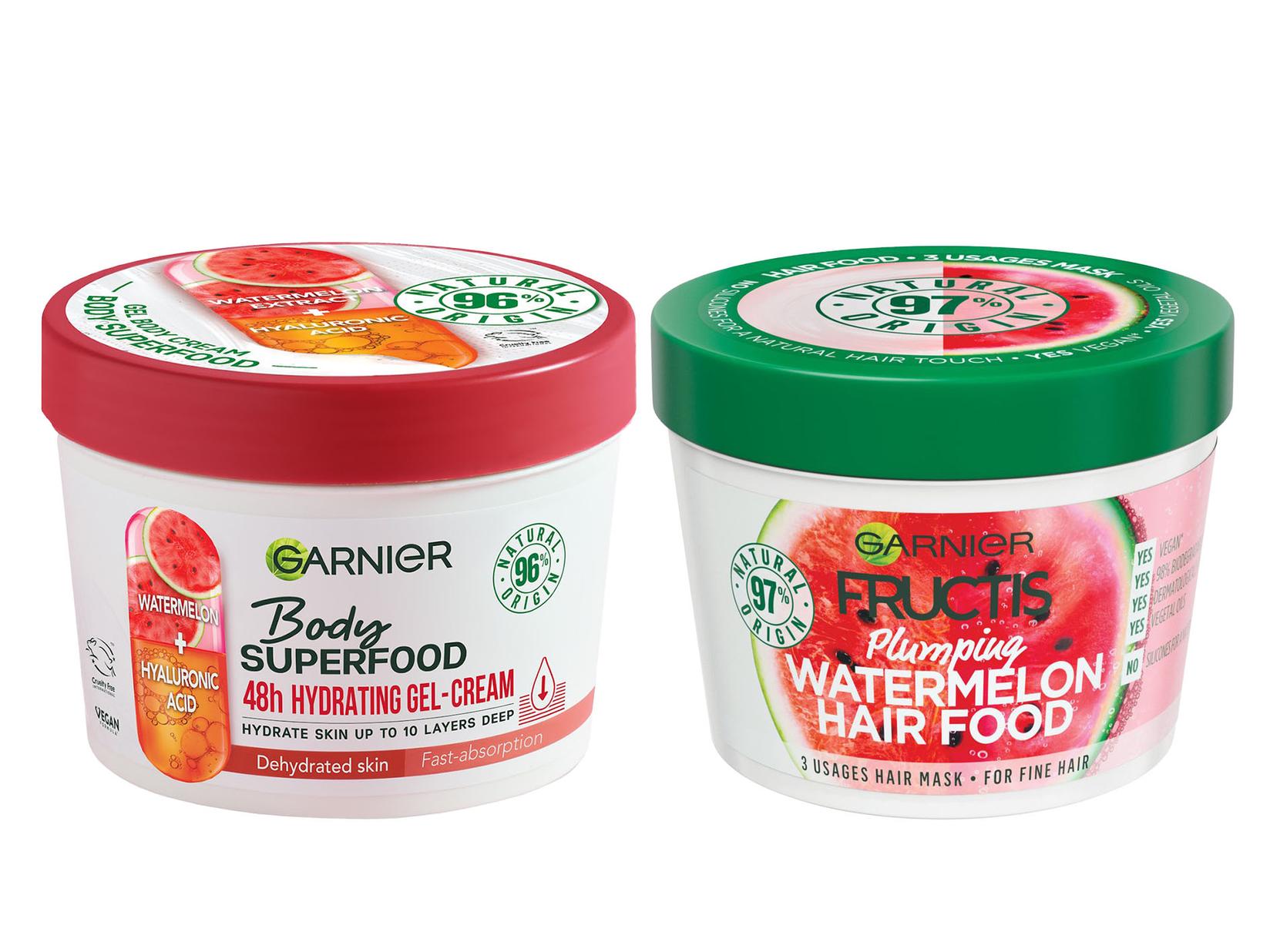 GARNIER Body Superfood Krema za telo Watermelon 380ml + GARNIER Fructis Hair Food Maska za kosu Watermelon 390ml
