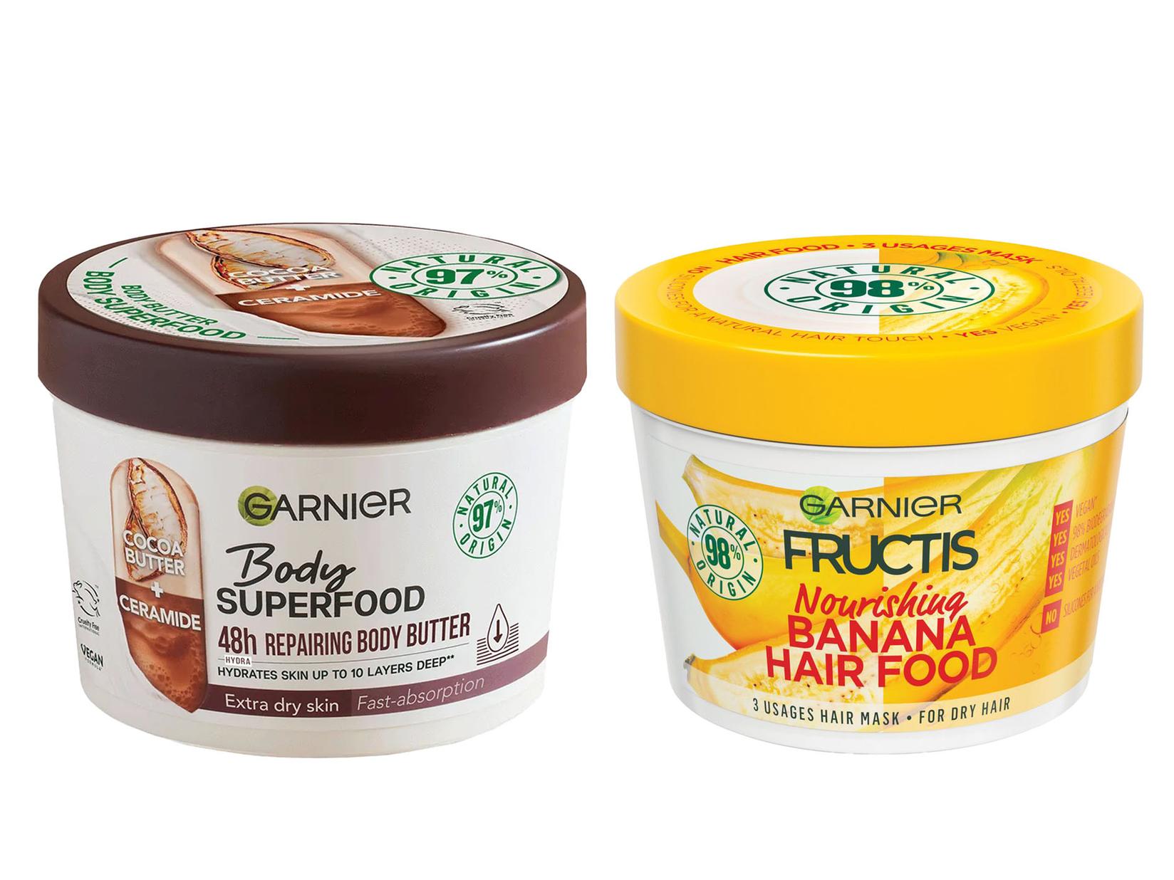 Selected image for GARNIER Body Superfood Krema za telo Cocoa 380ml + GARNIER Fructis Hair Food Maska za kosu Banana 390ml