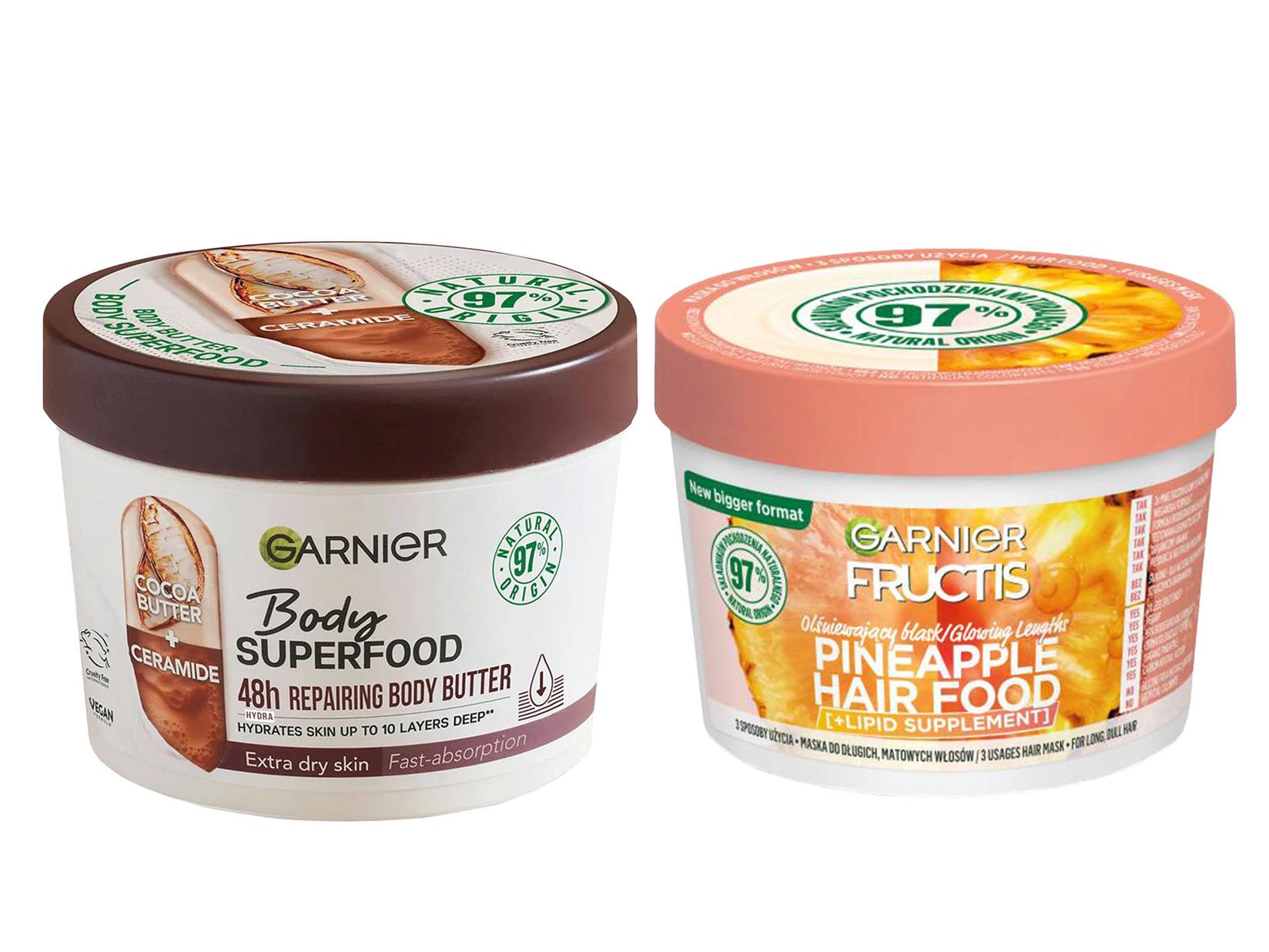 Selected image for GARNIER Body Superfood Krema za telo Cocoa 380ml + GARNIER Fructis Hair Food Maska za kosu Pineapple 390ml