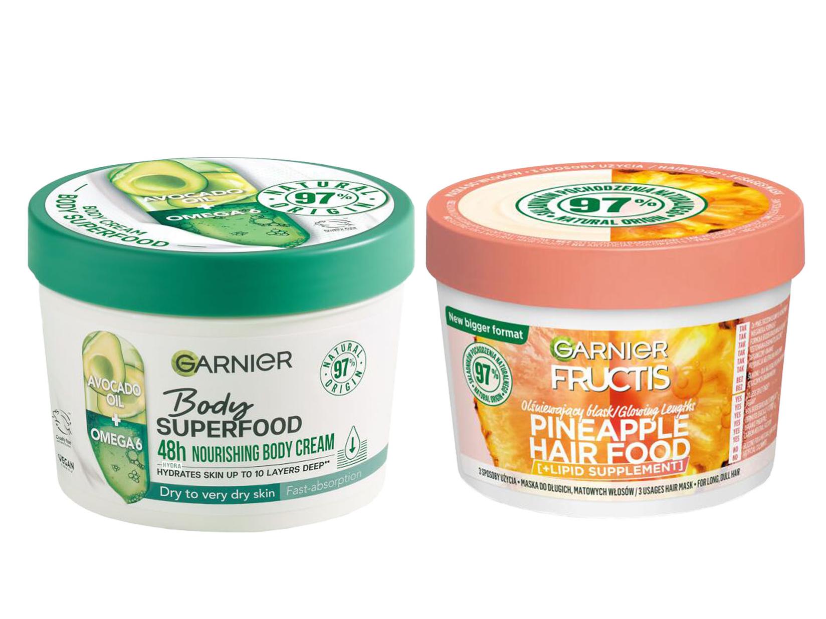 GARNIER Body Superfood Krema za telo Avocado 380ml + GARNIER Fructis Hair Food Maska za kosu Pineapple 390ml