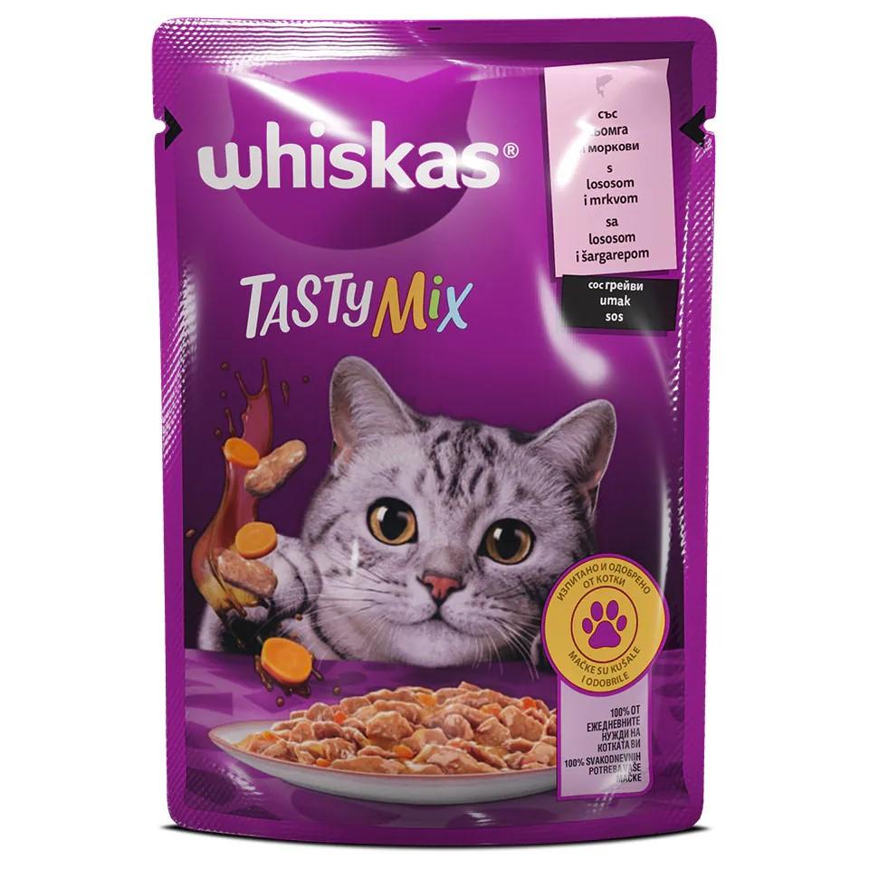 WHISKAS Vlažna hrana za mačke Tasty Mix, losos 85g