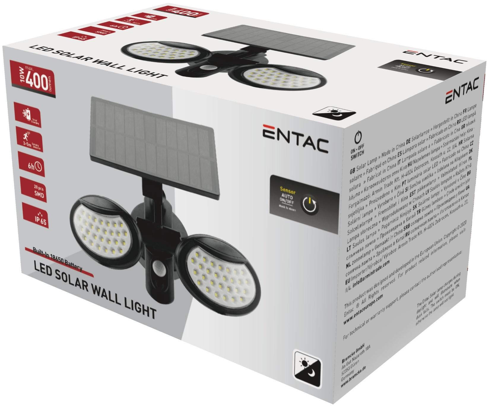 Selected image for ENTAC Solarna zidna lampa sa senzorom 10W crna