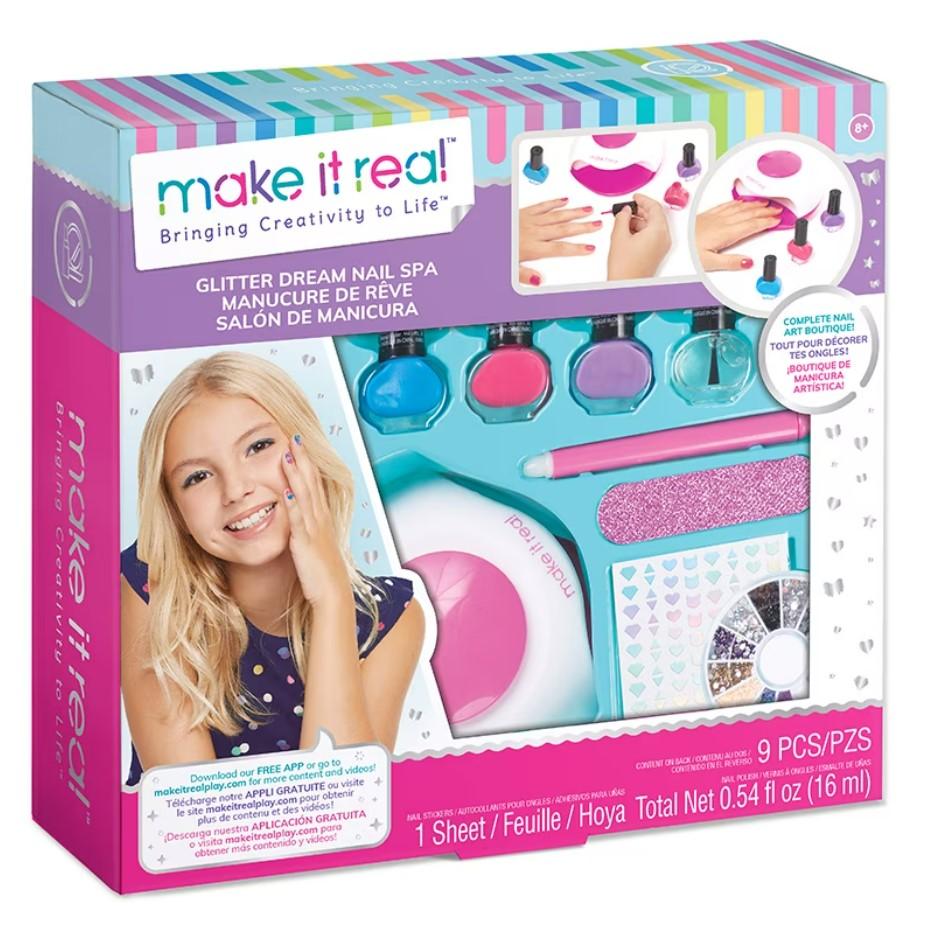 MAKE IT REAL Set za lakiranje za devojčice Bringing Creativity to Life Glitter Dream Nail Spa
