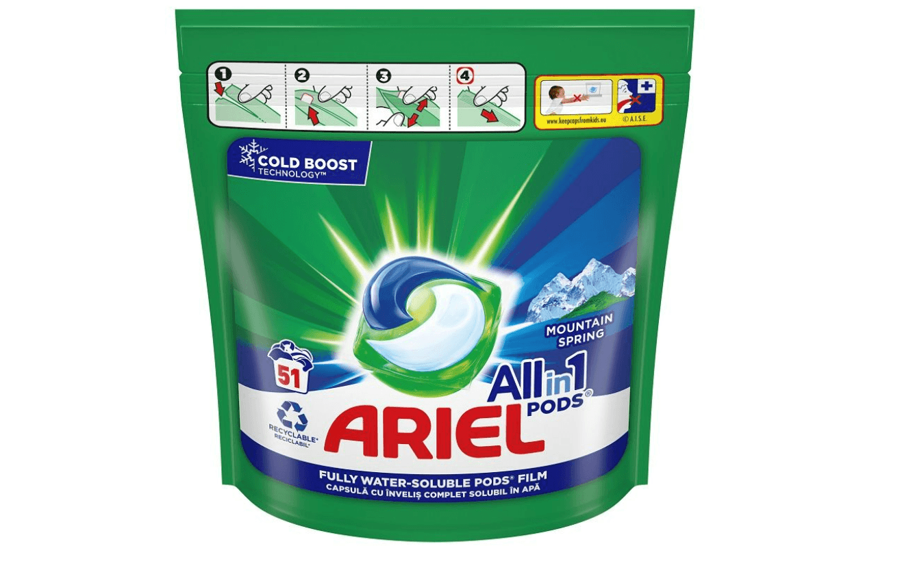 Ariel Mountain Spring Deterdžent za pranje veša u kapsulama, 51 kapsula