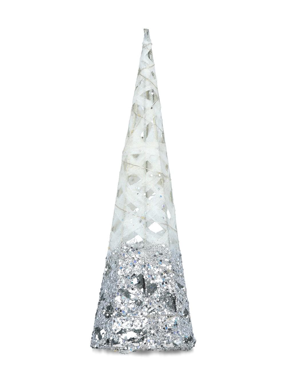CS2021096-40 Svetleća jelka, 40 cm, Belo-srebrna