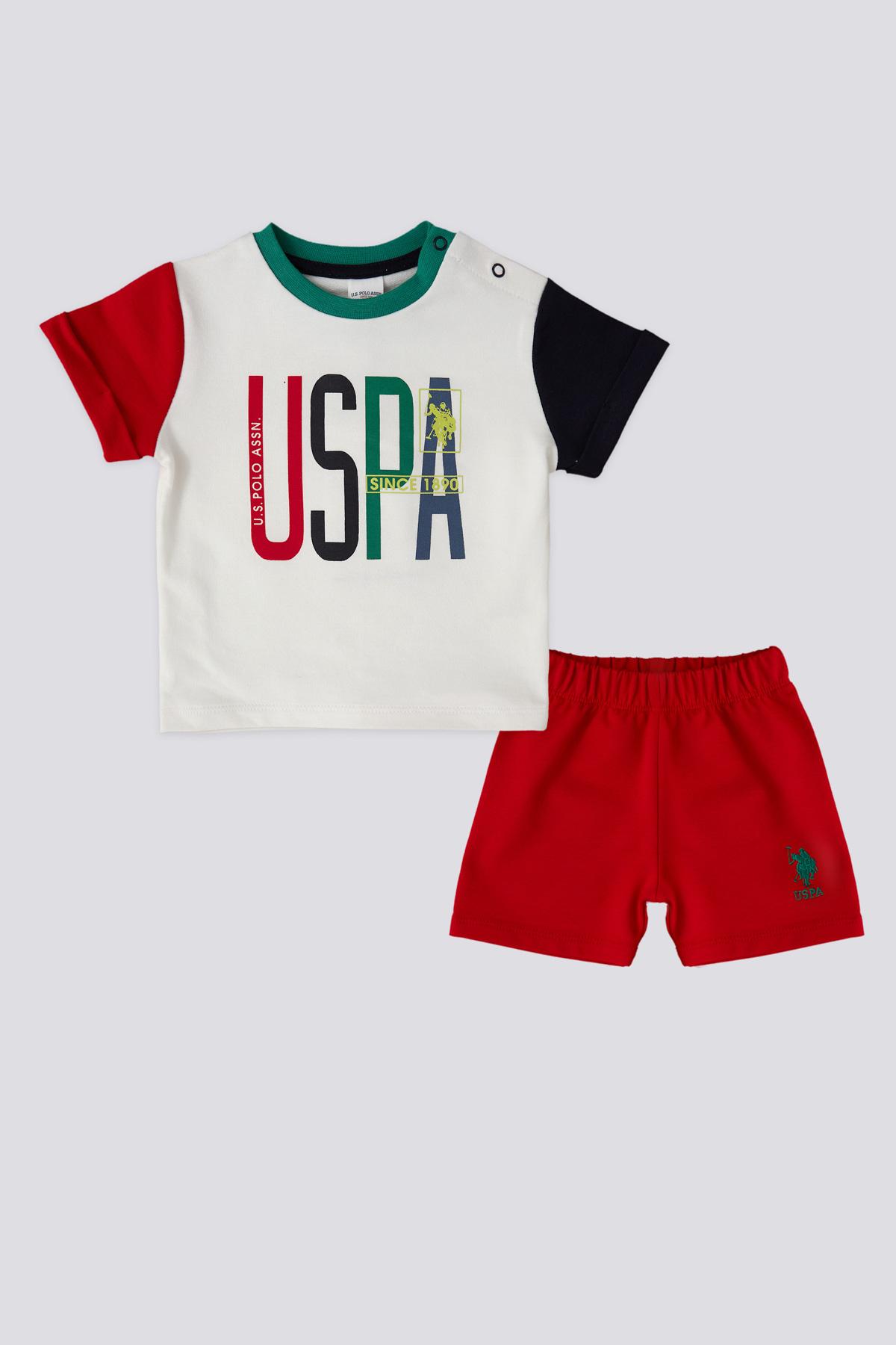 U.S. Polo Assn. Komplet za bebe USB1821, Crveno-beli