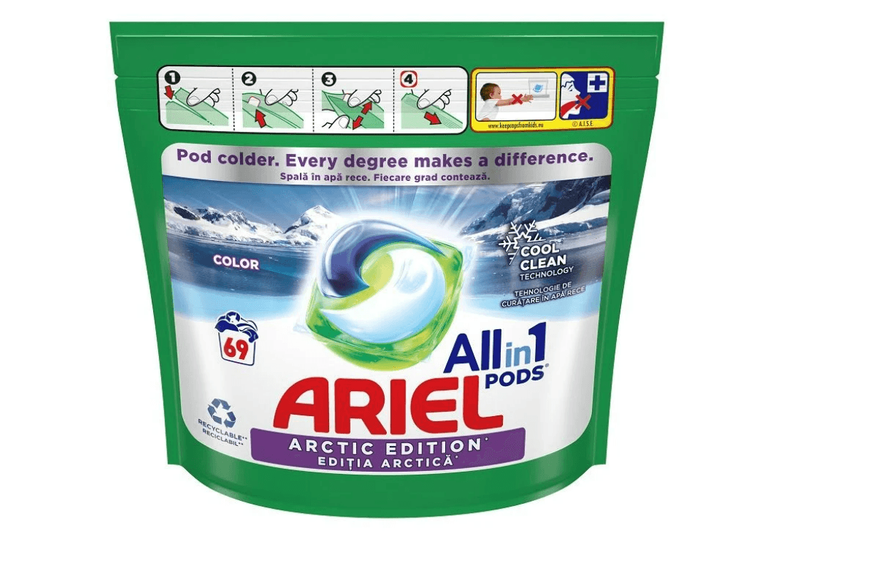 Ariel All in One Cool Clean Arctic Edition Deterdžent za pranje veša u kapsulama, 69 kapsula