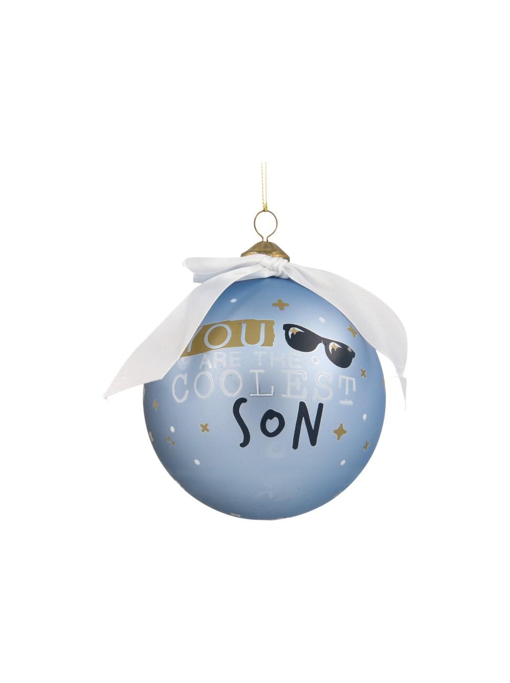 Selected image for POLIMONT Staklena novogodišnja kugla sa porukom u gift pakovanju 10cm You Are The Coolest Son